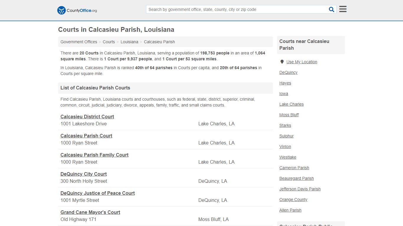Courts - Calcasieu Parish, LA (Court Records & Calendars)
