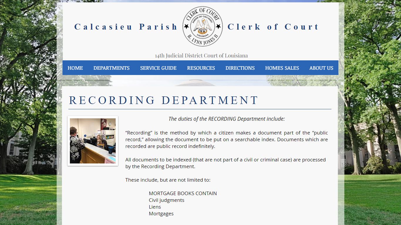 RECORDING | Calclerk - Calcasieu Parish Clerk of Court